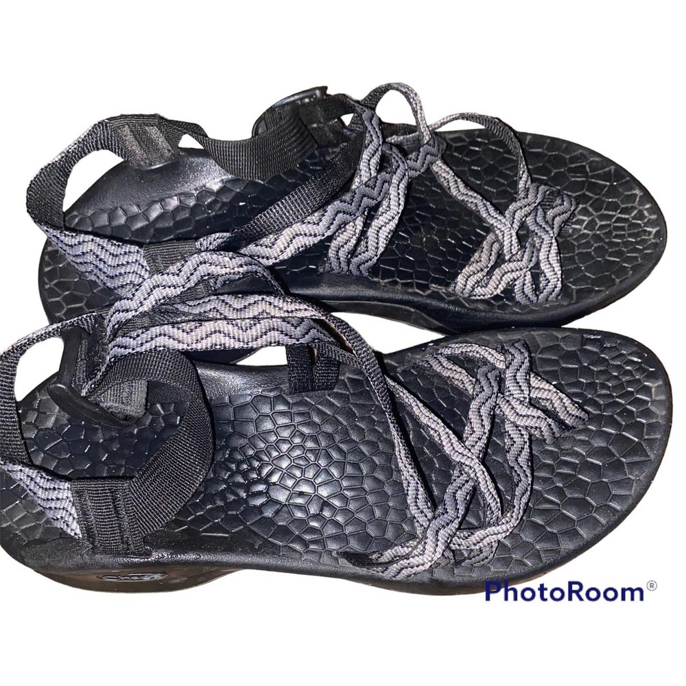 Chaco Black and Gray Adventure Sandals with Ergonomic Footbed